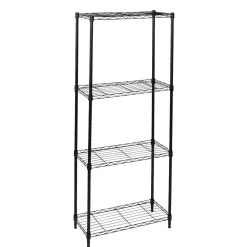 Honey-Can-Do Shelving<4-Tier Slim Profile Shelving Unit, 56" x 24" x 10", Black (SHF-10002)