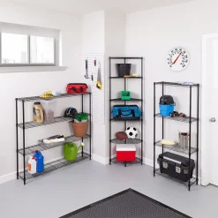 Honey-Can-Do Shelving<4-Tier Slim Profile Shelving Unit, 56" x 24" x 10", Black (SHF-10002)