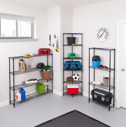 Honey-Can-Do Shelving<4-Tier Slim Profile Shelving Unit, 56" x 24" x 10", Black (SHF-10002)