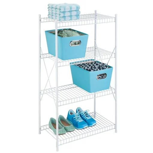 Honey-Can-Do Shelving<4-Tier Wire Shelving Unit, White (SHF-09452)