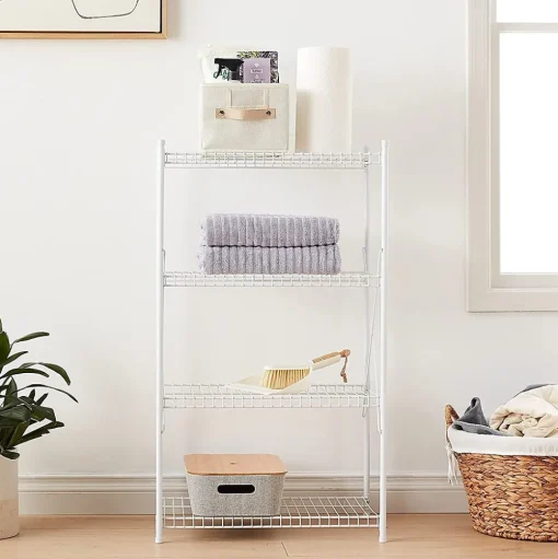 Honey-Can-Do Shelving<4-Tier Wire Shelving Unit, White (SHF-09452)