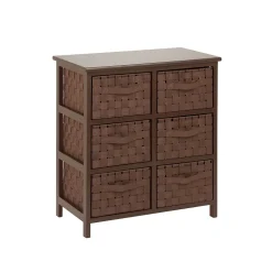 Honey-Can-Do Storage Cabinets<Woven Strap 6 Drawer Storage Chest with Wooden Frame, Java Brown (TBL-03758)