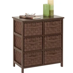 Honey-Can-Do Storage Cabinets<Woven Strap 6 Drawer Storage Chest with Wooden Frame, Java Brown (TBL-03758)