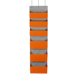 Household Essentials Shelving<6 Pocket Plastic/Poly Over the Door Hanging Organizer, 57" x 15" x 7", Orange (2168-1)