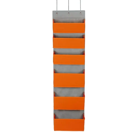 Household Essentials Shelving<6 Pocket Plastic/Poly Over the Door Hanging Organizer, 57" x 15" x 7", Orange (2168-1)