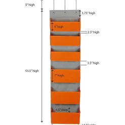 Household Essentials Shelving<6 Pocket Plastic/Poly Over the Door Hanging Organizer, 57" x 15" x 7", Orange (2168-1)