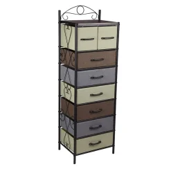 Household Essentials Shelving<8-Drawer Tower, Black/Brown/Green/Blue (8044-1)