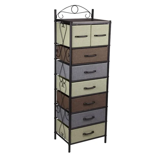 Household Essentials Shelving<8-Drawer Tower, Black/Brown/Green/Blue (8044-1)