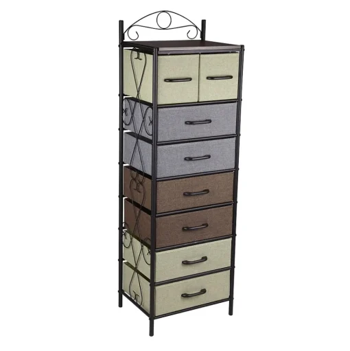 Household Essentials Shelving<8-Drawer Tower, Black/Brown/Green/Blue (8044-1)