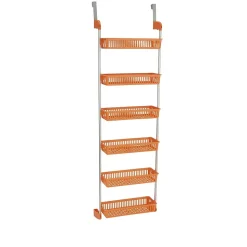 Household Essentials Shelving<OTD 6-Shelf Hanging Storage Rack, 57" x 19.25" x 6.25", Orange (2152-1)