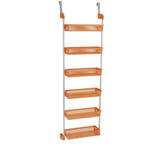Household Essentials Shelving<OTD 6-Shelf Hanging Storage Rack, 57" x 19.25" x 6.25", Orange (2152-1)