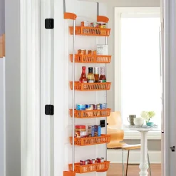 Household Essentials Shelving<OTD 6-Shelf Hanging Storage Rack, 57" x 19.25" x 6.25", Orange (2152-1)