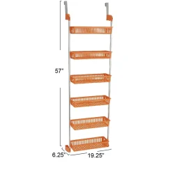 Household Essentials Shelving<OTD 6-Shelf Hanging Storage Rack, 57" x 19.25" x 6.25", Orange (2152-1)