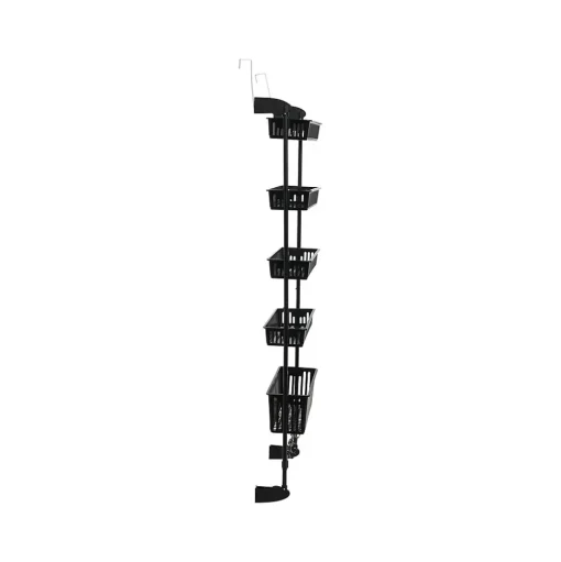 Household Essentials Shelving<5-Shelf Plastic Over-the-Door Storage Rack, 20", Black (2196-1)