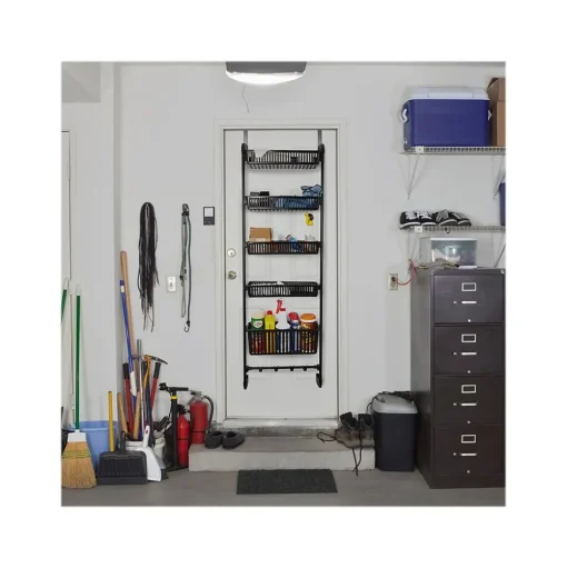 Household Essentials Shelving<5-Shelf Plastic Over-the-Door Storage Rack, 20", Black (2196-1)