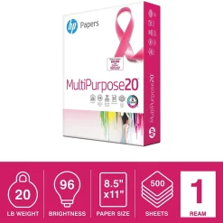 HP Multipurpose Paper<8.5" x 11" Multipurpose Paper, 20 lbs., 96 Brightness, White, 500/Ream (206230)