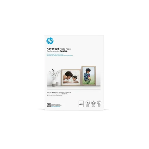 HP Photo Paper<Advanced Photo Paper, Glossy, 8" x 10", 25 Sheets/Pack (6J777A)