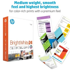 HP Large Quantity Paper<BrightWhite24 8.5" x 11" Inkjet Paper, 24 lbs., 100 Brightness, 500 Sheets/Ream (B1124)