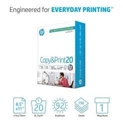 HP Multipurpose Paper<Copy&Print20 8.5" x 11" Multipurpose Paper, 20 lbs., 92 Brightness, 750 Sheets/Ream (200030)