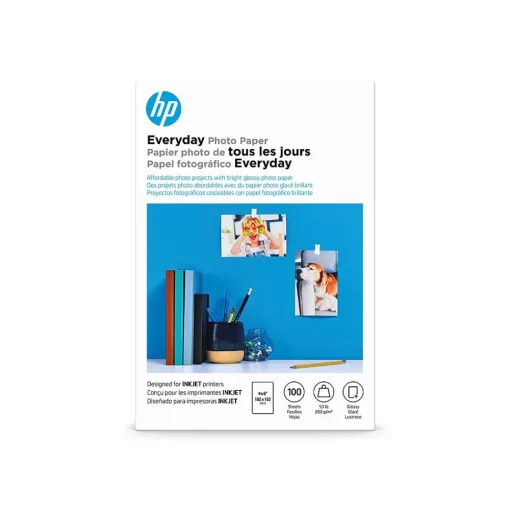 HP Photo Paper<Everyday Glossy Photo Paper, 4" x 6", 100 Sheet/Pack (CR759A)