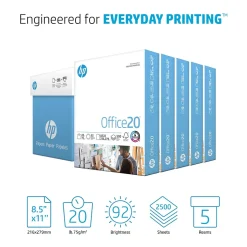 HP Copy Paper<Office20 8.5" x 11" Copy Paper, 20 lbs., 92 Brightness, 2500 Sheets/Carton (C8511C)