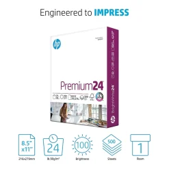 HP Multipurpose Paper<Premium24 8.5" x 11" Laser Paper, 24 lbs., 100 Brightness, 500 Sheets/Ream (J1124)