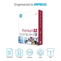 HP Multipurpose Paper<Premium32 8.5" x 11" Multipurpose Paper, 32 lbs., 100 Brightness, 500 Sheets/Ream (113100)