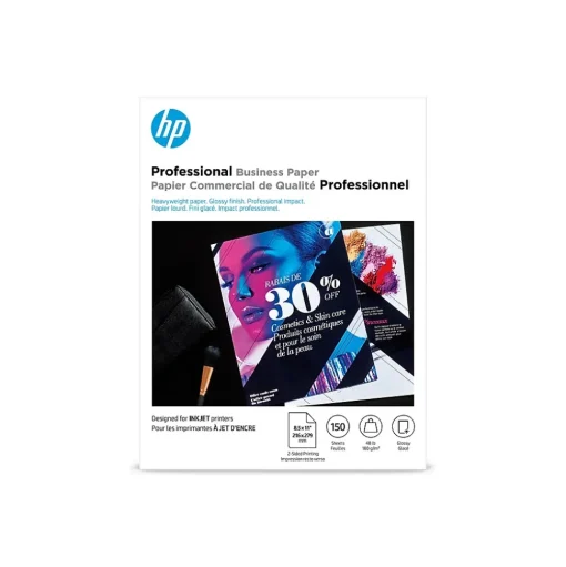 HP Photo Paper<Professional Glossy Business Paper, 8.5" x 11", 150 Sheet/Pack (Q11987A)