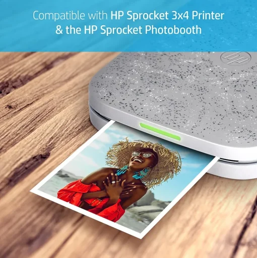 HP Photo Paper<Sprocket 3.5 x 4.25" Zink Sticky-Backed Photo Paper, 100 Sheets/Pack (IZ3X4100)