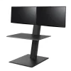 Humanscale Standing Desks<QuickStand Eco 28"W Manual Rectangular Adjustable Standing Portable Desk for Dual Monitors, Black (QSE2DMB)