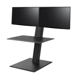 Humanscale Standing Desks<QuickStand Eco 28"W Manual Rectangular Adjustable Standing Portable Desk for Dual Monitors, Black (QSE2DMB)