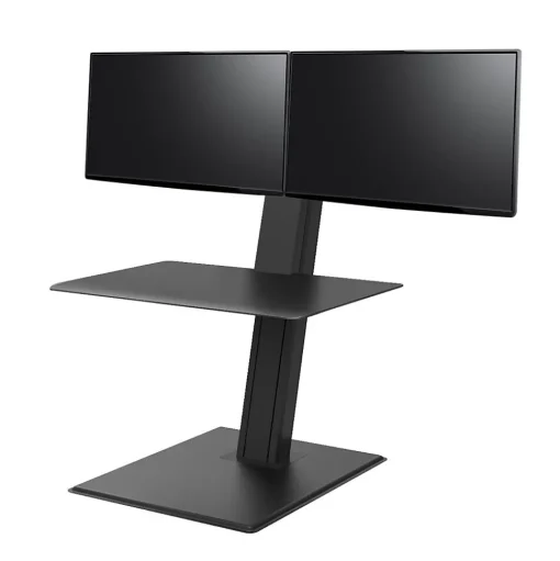 Humanscale Standing Desks<QuickStand Eco 28"W Manual Rectangular Adjustable Standing Portable Desk for Dual Monitors, Black (QSE2DMB)
