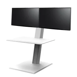 Humanscale Standing Desks<QuickStand Eco 28"W Manual Rectangular Adjustable Standing Portable Desk for Dual Monitors, White (QSE2DMW)