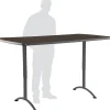 ICEBERG Standing Desks<Arc Adjustable Height Rectangular Conference Table, Walnut/Gray Legs, 30"-42"H x 72"W x 36"D
