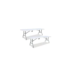 ICEBERG Folding Tables<Bifold Resin Folding Table, Rectangular, 94.5" x 29.9" x 30", White Granite Top, 2/Pack (ICE61273)