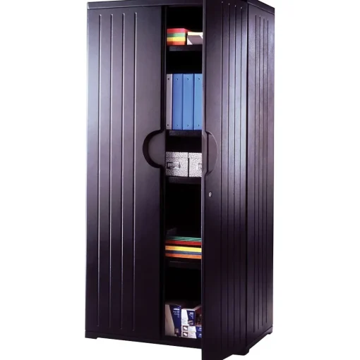 ICEBERG Storage Cabinets<® Officeworks® Polyethylene Storage Cabinet, Non-Assembled, 72Hx36Wx22D", Black