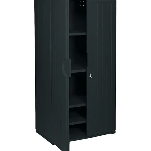 ICEBERG Storage Cabinets<® Officeworks® Polyethylene Storage Cabinet, Non-Assembled, 72Hx36Wx22D", Black