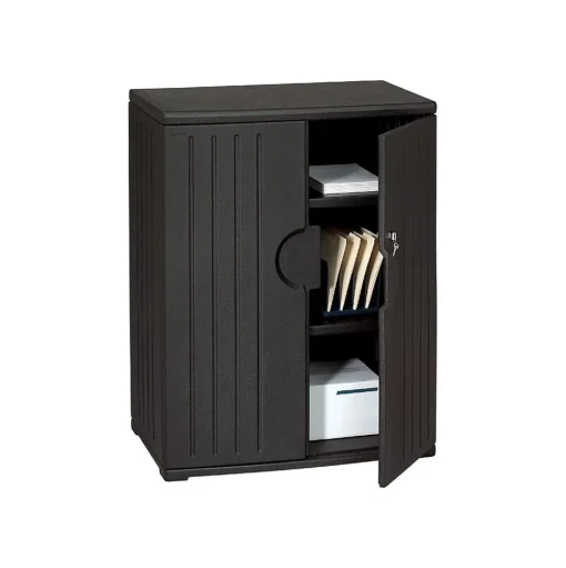 ICEBERG Storage Cabinets<® Officeworks® Polyethylene Storage Cabinet, Non-Assembled, 46Hx36Wx22D", Black