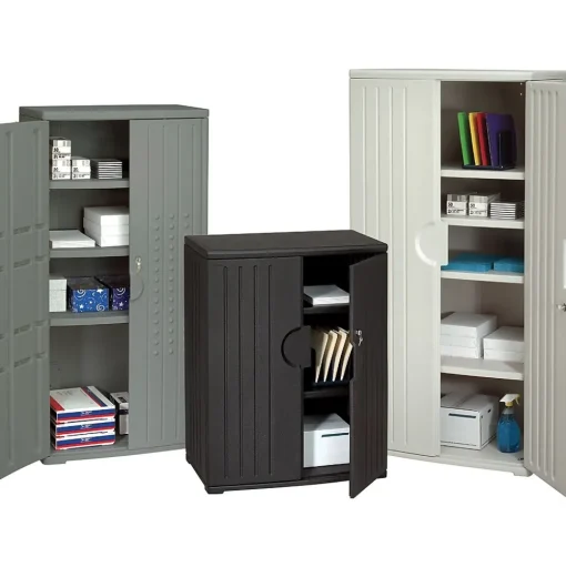 ICEBERG Storage Cabinets<® Officeworks® Polyethylene Storage Cabinet, Non-Assembled, 46Hx36Wx22D", Black