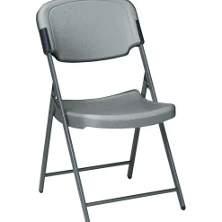 ICEBERG Folding & Stacking<Rough 'N Ready Folding Chairs, Plastic, Charcoal, Seat: 18 3/4"W x 21 1/2"D, Back: 18 3/4"W x 20 1/4"H
