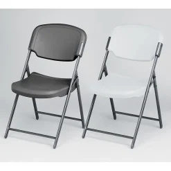 ICEBERG Folding & Stacking<Rough 'N Ready Folding Chairs, Plastic, Charcoal, Seat: 18 3/4"W x 21 1/2"D, Back: 18 3/4"W x 20 1/4"H