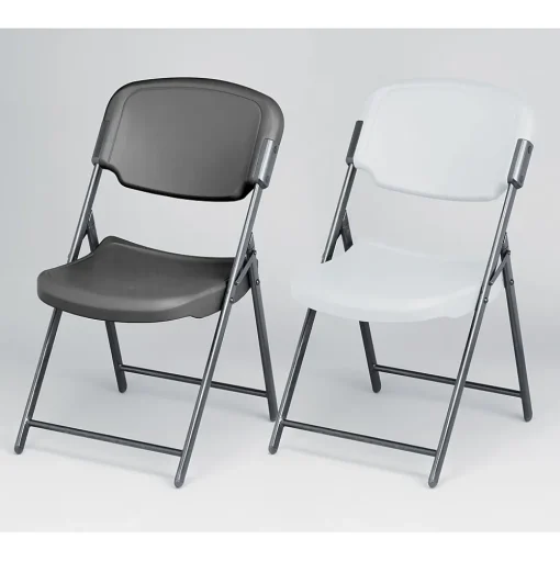 ICEBERG Folding & Stacking<Rough 'N Ready Folding Chairs, Plastic, Charcoal, Seat: 18 3/4"W x 21 1/2"D, Back: 18 3/4"W x 20 1/4"H