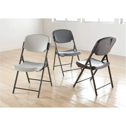 ICEBERG Folding & Stacking<Rough 'N Ready Folding Chairs, Plastic, Charcoal, Seat: 18 3/4"W x 21 1/2"D, Back: 18 3/4"W x 20 1/4"H