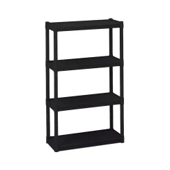 ICEBERG Shelving<Rough 'N Ready 4-Shelf Polypropylene Stand Alone, 32"W, Black (20841)