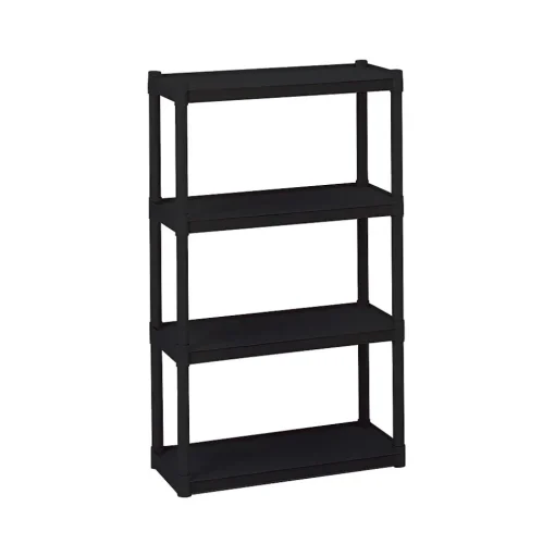 ICEBERG Shelving<Rough 'N Ready 4-Shelf Polypropylene Stand Alone, 32"W, Black (20841)