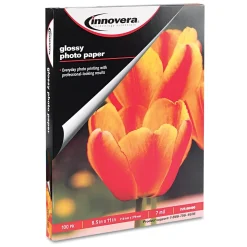 Innovera Photo Paper<Glossy Photo Paper, 8.5" x 11", 100 Sheets/Pack (IVR99490)