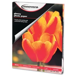 Innovera Photo Paper<Glossy Photo Paper, 8.5" x 11", 100 Sheets/Pack (IVR99490)