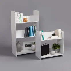 Iris Bookcases<3-Tier Tilted Shelf Book Rack, White (596102)