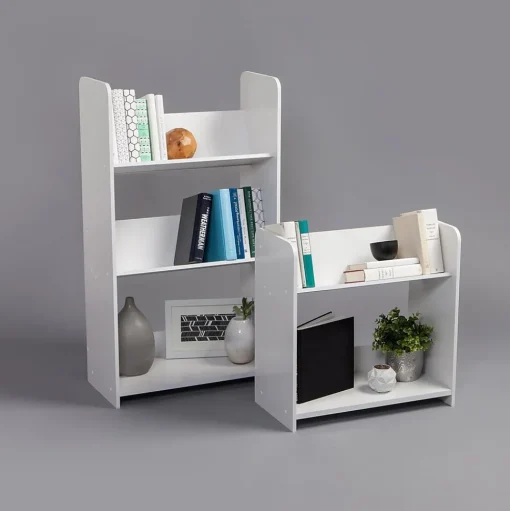 Iris Bookcases<3-Tier Tilted Shelf Book Rack, White (596102)