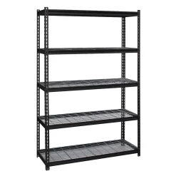 Iron Horse Shelving<2300 lb. Wire Rivet Series 5-Shelf Metal/Wire Deck Shelving Unit, 48"W, Black (22131)